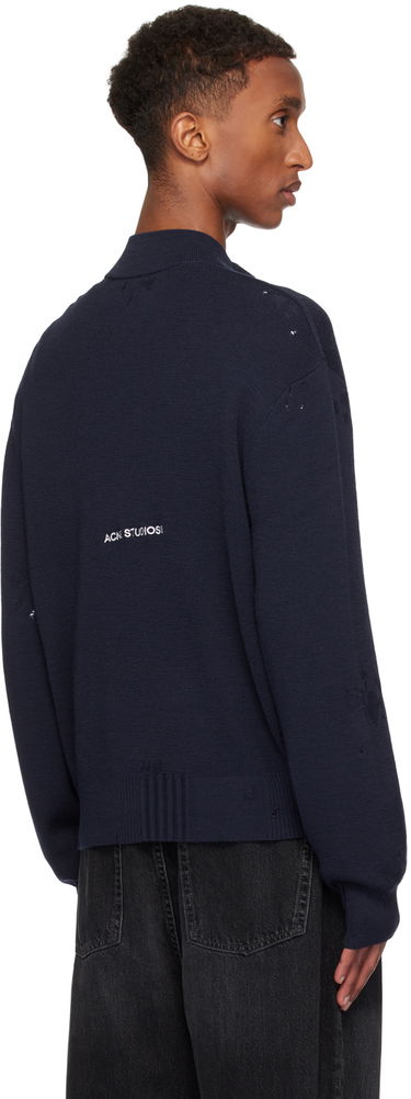 Sveter Acne Studios Acne Studios Distressed Zip Cardigan Navy | B60334-, 2