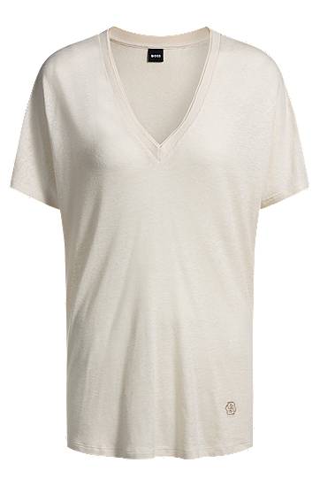 Tričko BOSS BOSS Double B Monogram V-Neck T-Shirt Béžová | 50537543, 0