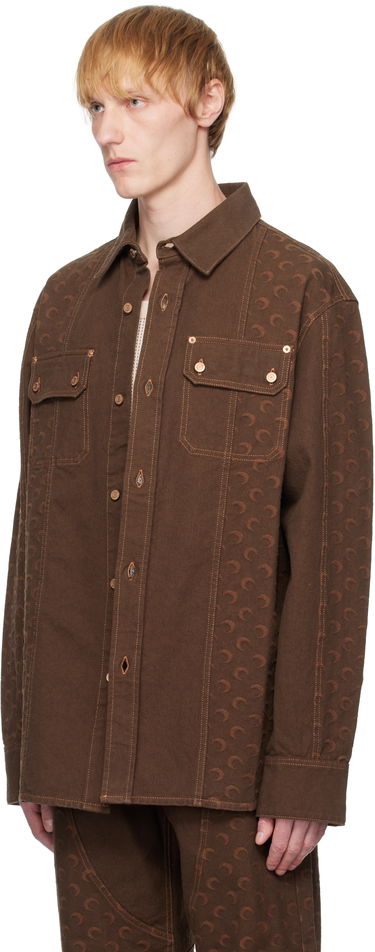 Bunda Marine Serre Marine Serre Moon Jacquard Twill Overshirt Hnedá | USI030A CWOV0063, 3