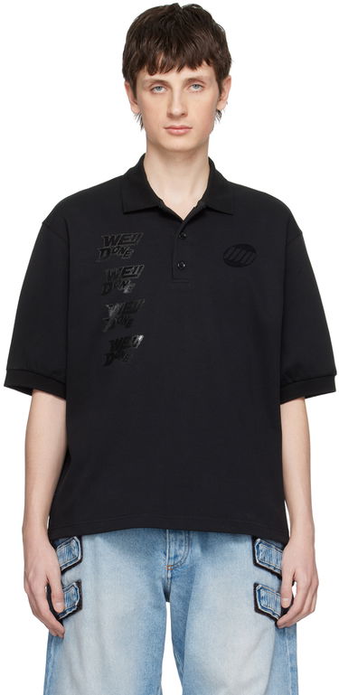 Polo tričko We11done Logo-Appliquéd Cotton-Jersey Polo Čierna | WD-TT1-22-537-U-BK, 0