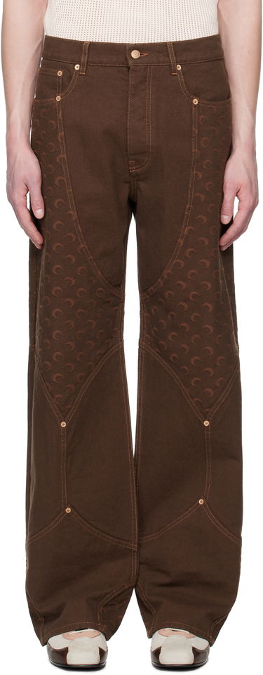 Džínsy Marine Serre Marine Serre Moon Jacquard Twill Workwear Trousers Hnedá | MPA073A CWOV0063, 0
