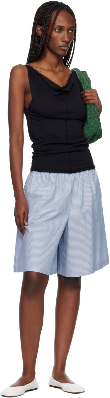 Tielko Baserange Daffa Draped Neck Exposed Seam Tank Top Čierna | TTDFT-GEC-WI25, 3