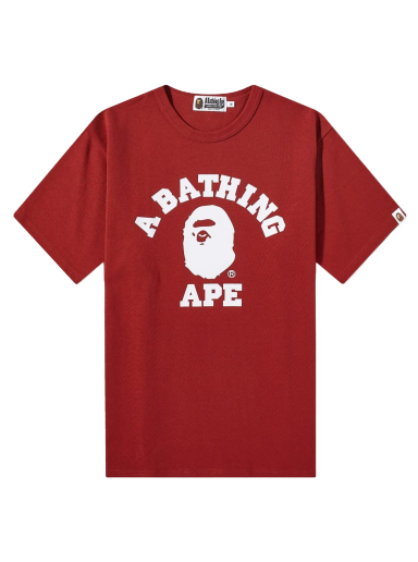 Tričko BAPE A Bathing Ape College Heavy Weight Tee Červená | 001CSI801001M-RED