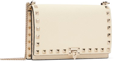 Taška cez rameno Valentino Garavani Mini Rockstud Flap Bag Béžová | 7W2P0Y59VSH, 1