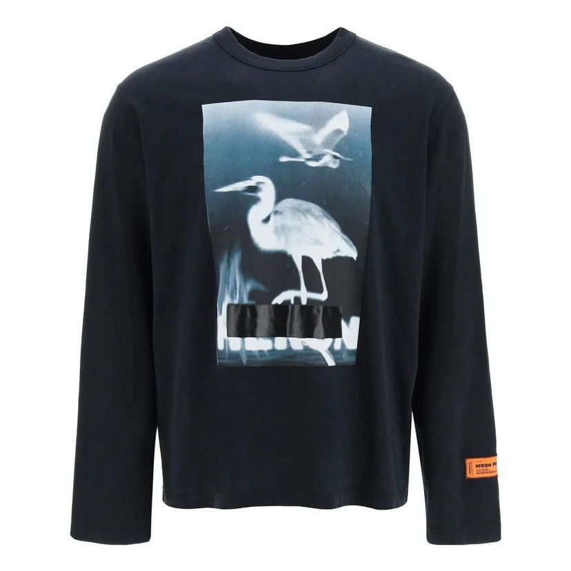 Tričko HERON PRESTON Heron Preston Censored Heron Graphic Long-Sleeve T-Shirt Čierna | HMAB026S23JER0011001