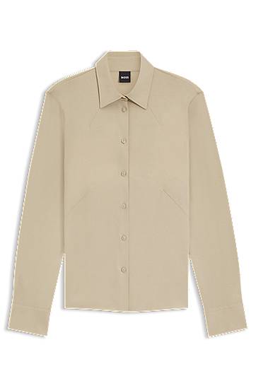 Dres BOSS Slim Fit Cotton Jersey Blouse Béžová | 50543691, 0