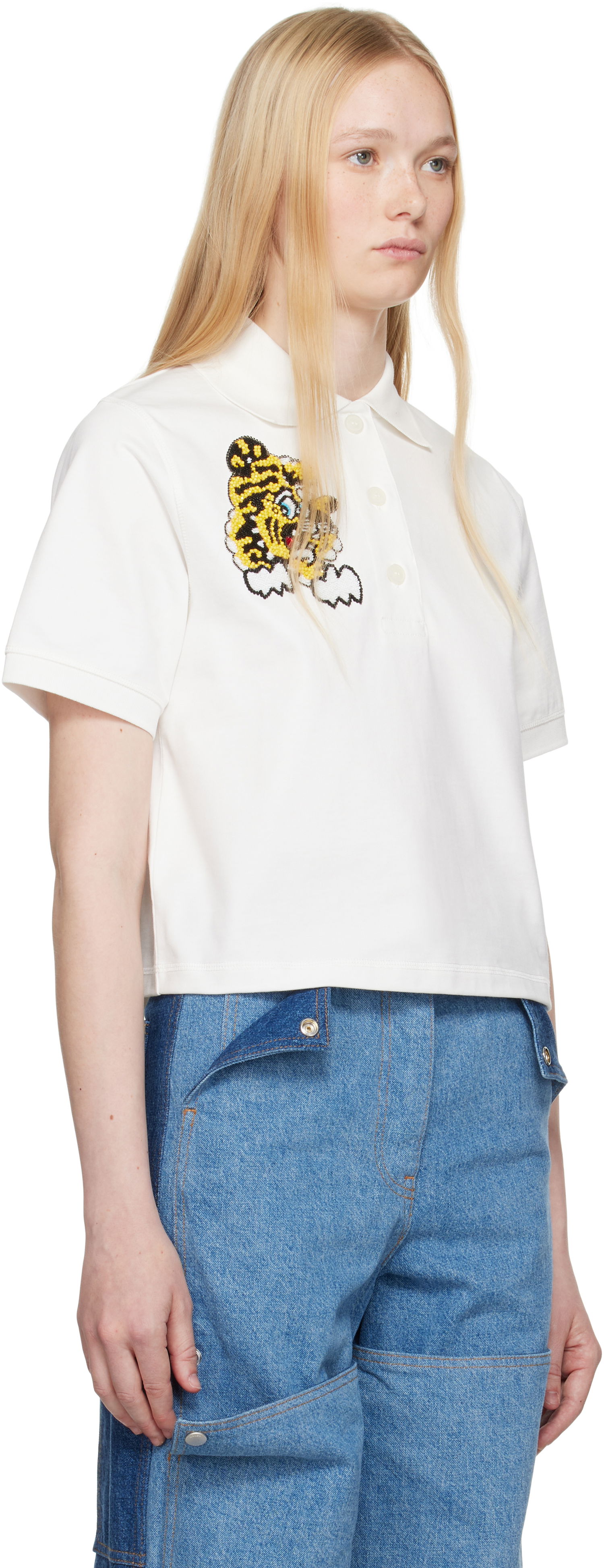 Polo tričko KENZO Kenzo Paris VERDY Edition Embroidered Cropped Polo Biela | FF52TS1704SB, 1