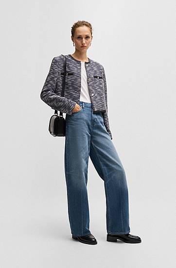 Džínsy BOSS Cotton-Blend Denim Jeans Modrá | 50522849, 1