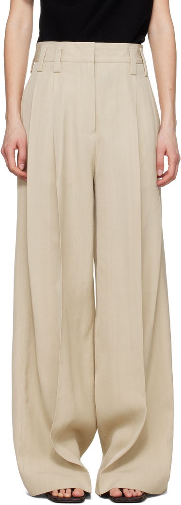 Nohavice Jil Sander Jil Sander Voluminous Pleated Trousers Béžová | J03KA0292_J65005, 0