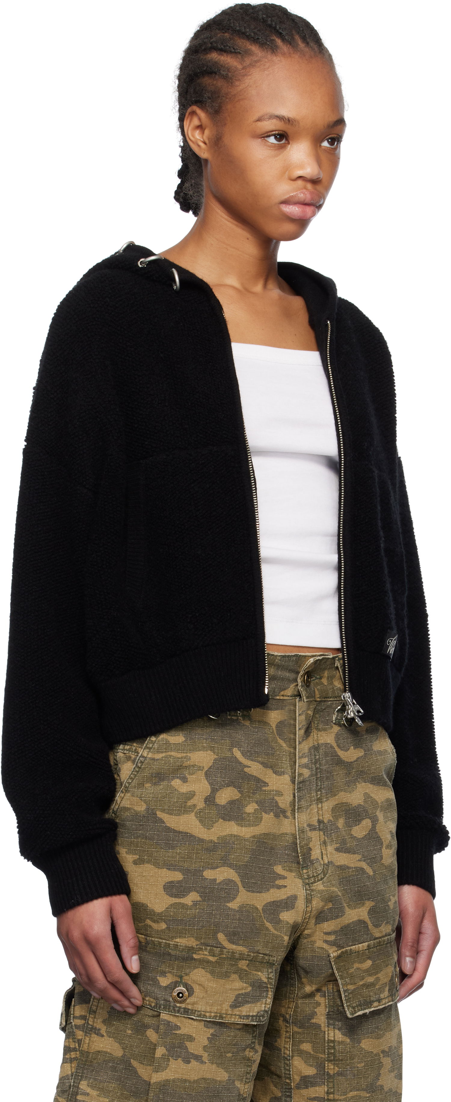 Mikina We11done We11done Cashmere Knit Zip-Up Hoodie Čierna | WD-KJ0-25-675-W-BK, 1