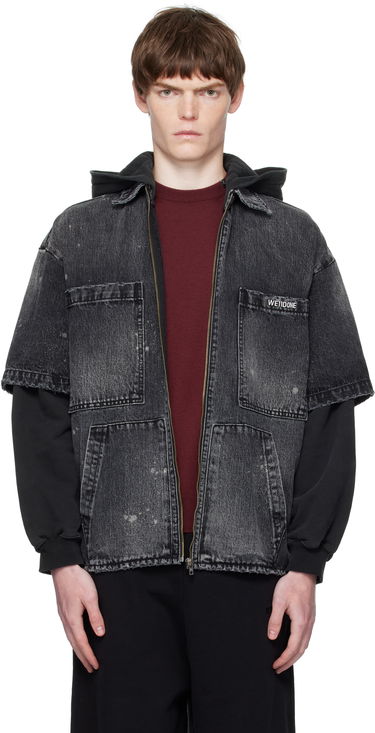 Bunda We11done We11done Faded Layered Hoodie Denim Jacket Čierna | WD-DJ2-25-315-M-BK, 0