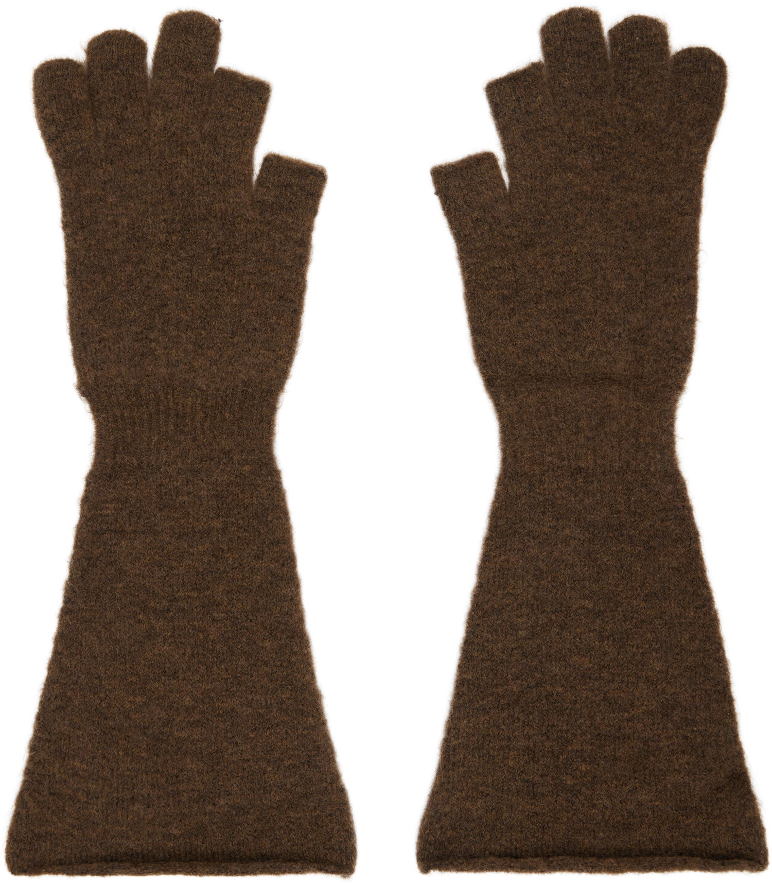 Rukavice Rick Owens Alpaca Knit Long Fingerless Gloves Hnedá | RR02D6489 KWP, 0