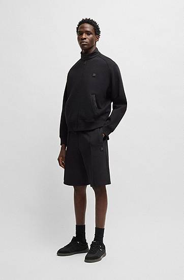 Bomber bunda BOSS Contrast-Trim Cotton-Blend Jacket Čierna | 50536336, 1