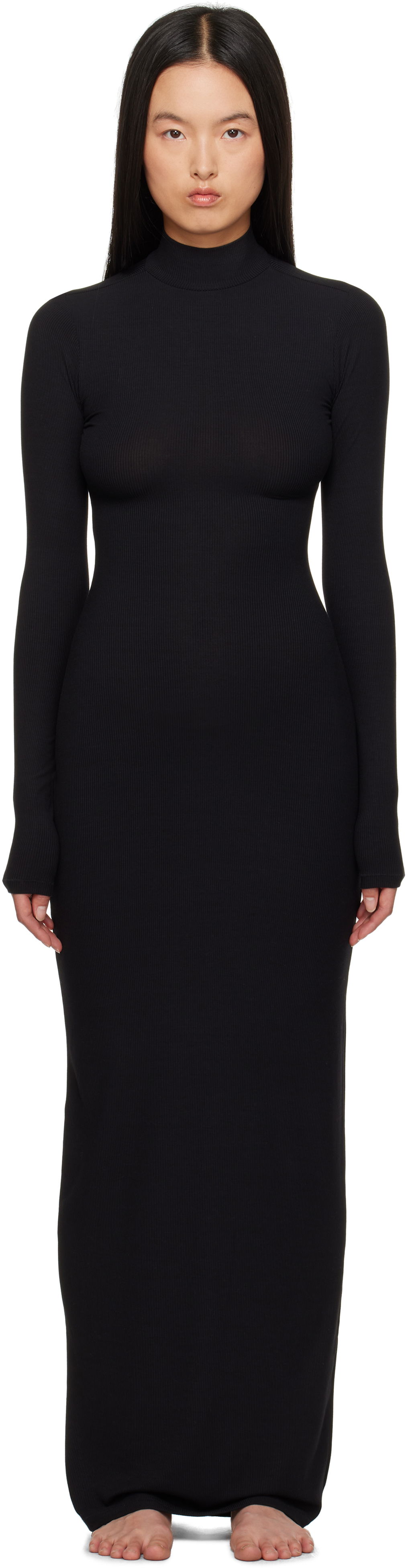 Šaty SKIMS Soft Lounge Turtleneck Maxi Dress Čierna | DS-DRS-6331W, 0