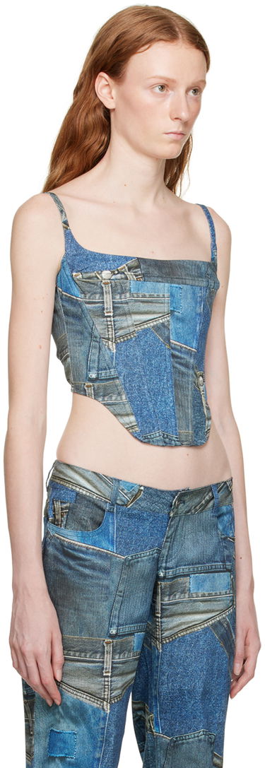 Tielko Miaou Miaou Venus Patchwork Denim Camisole Top Modrá | 7040SCDEN, 1