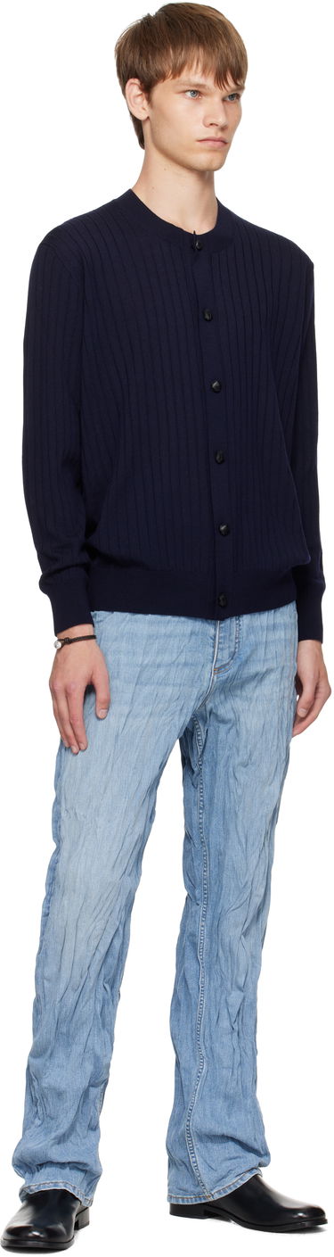 Sveter Bottega Veneta Bottega Veneta Wool Rib Knit Cardigan Navy | 838111V5L704140, 3