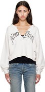 R13 Cropped Front Slit 'New York' Sweatshirt