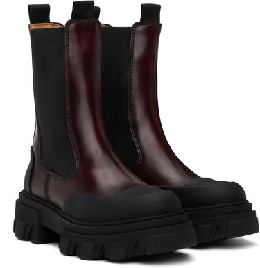 Oblečenie GANNI GANNI Cleated Mid Chelsea Boots Vínová | S2897, 3