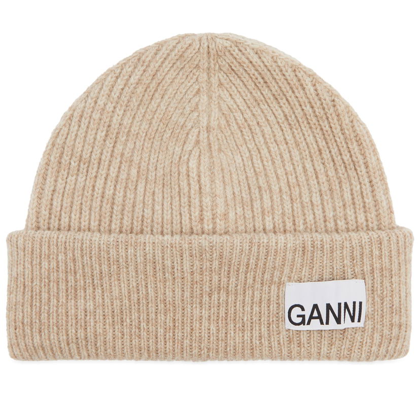 Kulicha GANNI Light Structured Rib Knit Beanie Béžová | A5369-196