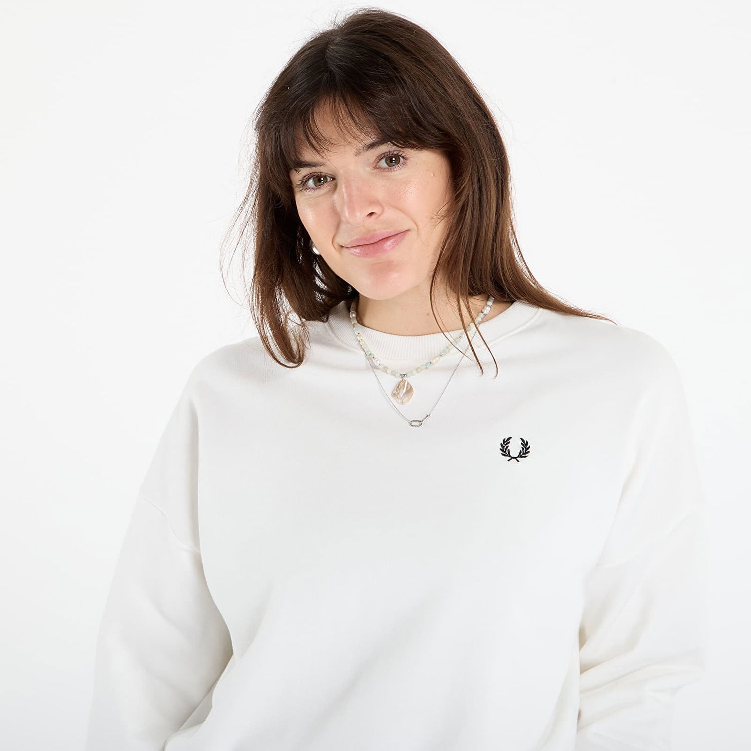 Mikina Fred Perry Tipped Sweatshirt Biela | G1148 129, 1