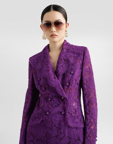 Bunda Dolce & Gabbana Dolce & Gabbana Double-breasted Floral Lace Jacket Fialová | F29XWTHLM7LF0571, 1