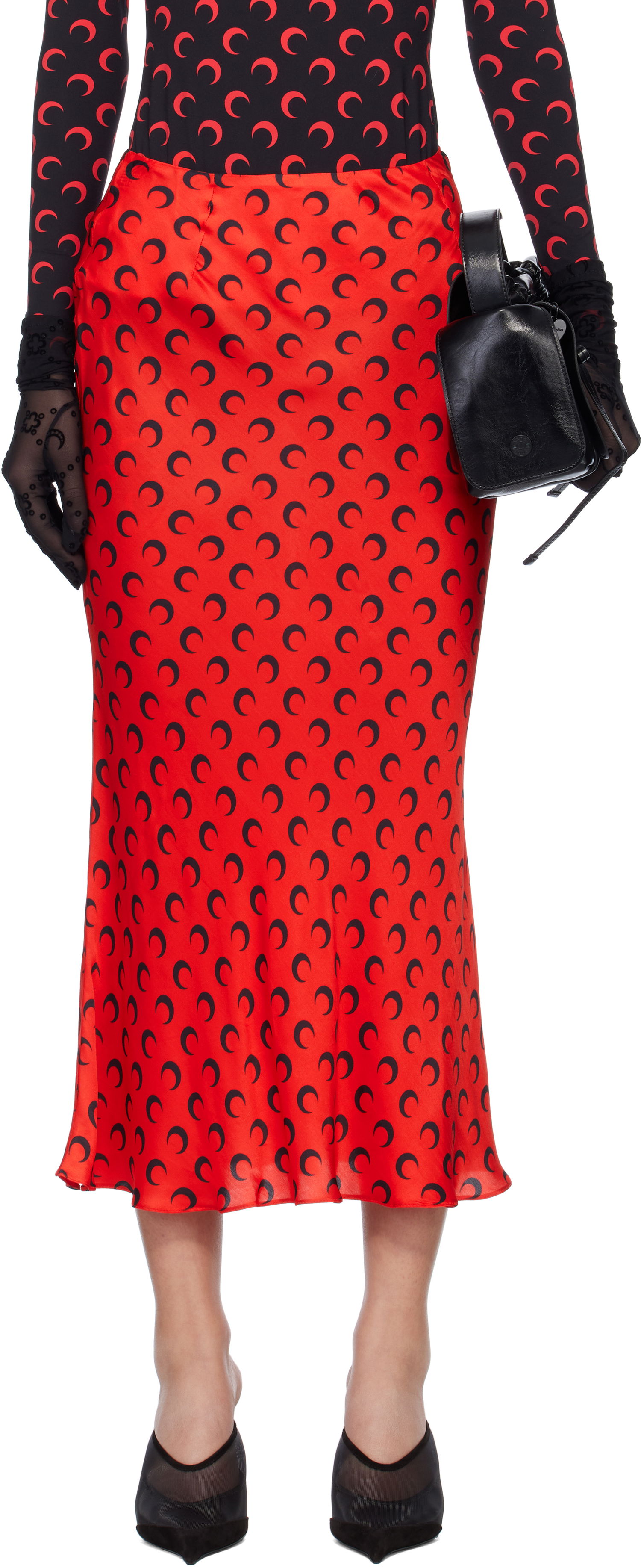 Sukňa Marine Serre Marine Serre Moon Print Satin Midi Skirt Červená | WSK070A CWOV0060, 0