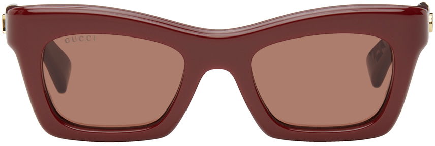 Burgundy Rectangular Sunglasses