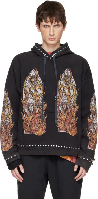 Mikina Who Decides War Studded Stained Glass Flame Graphic Hoodie Čierna | 1110420002FW25, 0