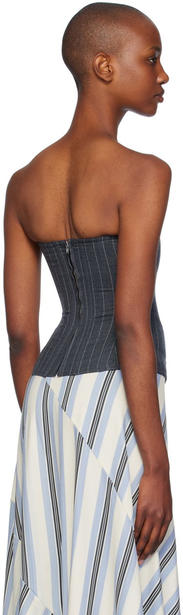 Tielko Miaou Miaou Libra Pinstriped Corset Top Modrá | 7063PSWPSW, 2
