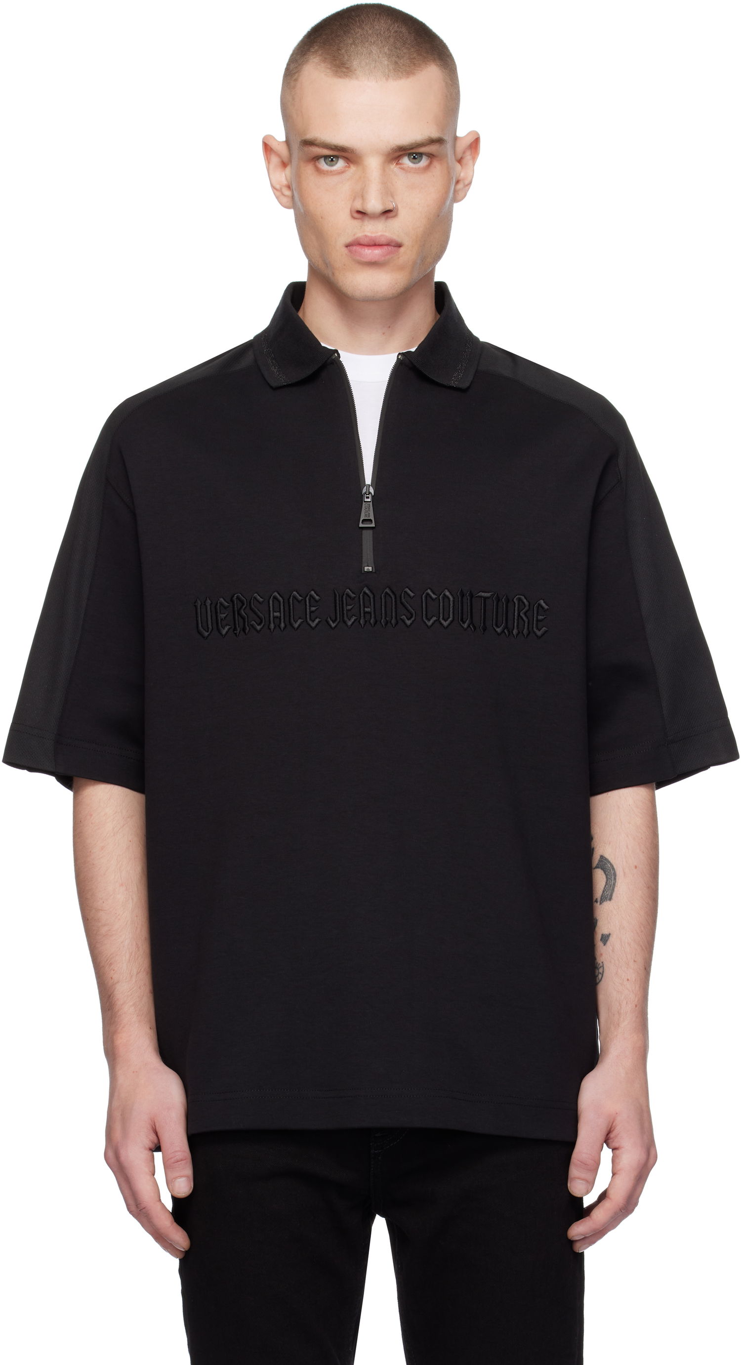 Polo tričko Versace Goth Logo Polo Čierna | E77GAGC01_ECJ03C, 0