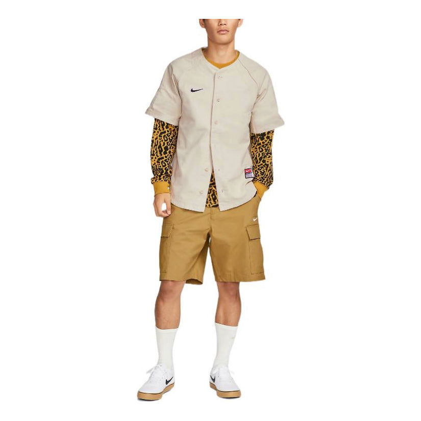 Košeľa Nike SB Skateboard Solid Logo Embroidered Short Sleeve Shirt Béžová | DQ6283-206
