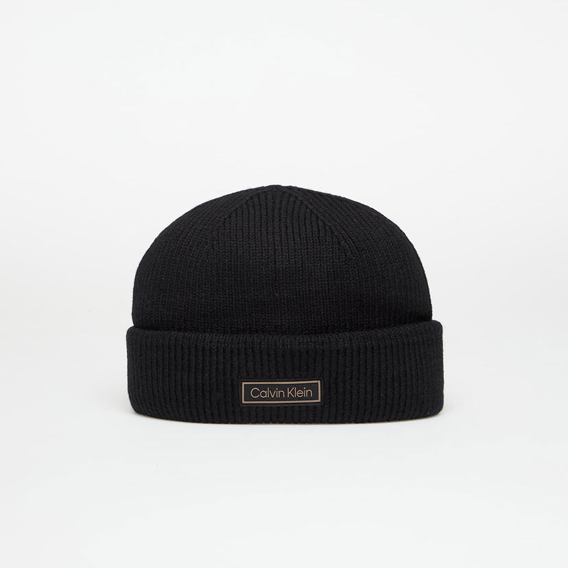 Kulicha CALVIN KLEIN Calvin Klein Patch Chunky Rib Beanie Čierna | LV04D8058G UB1