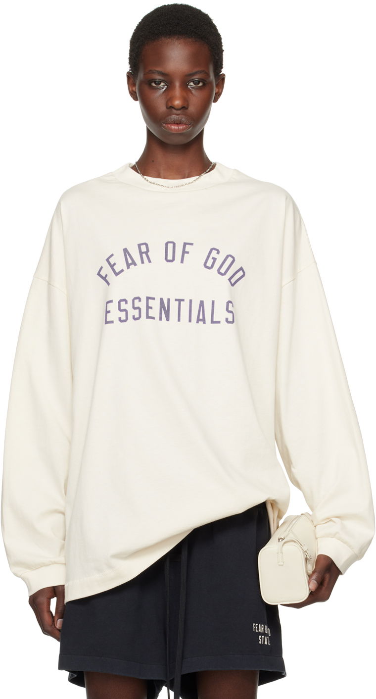 Sveter Fear of God Fear of God Essentials Crewneck Long Sleeve T-Shirt Biela | 125BT244202F