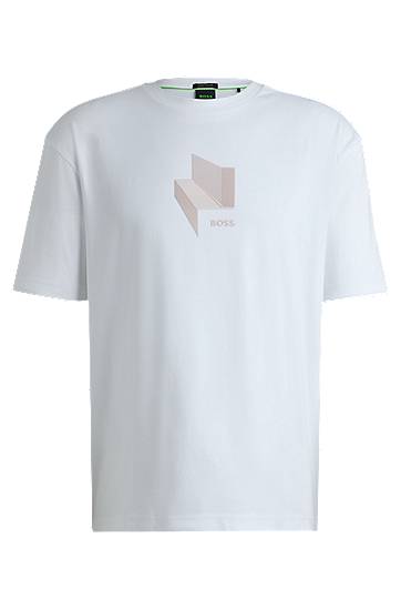 Tričko BOSS BOSS Relaxed-Fit Interlock Cotton T-Shirt with Gloss Artwork Biela | 50525231, 0