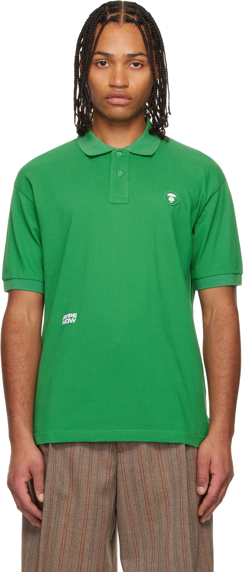 Polo tričko AAPE by A Bathing Ape AAPENOW Moonface Logo Polo Zelené | AAPPOM1609XXNGRD