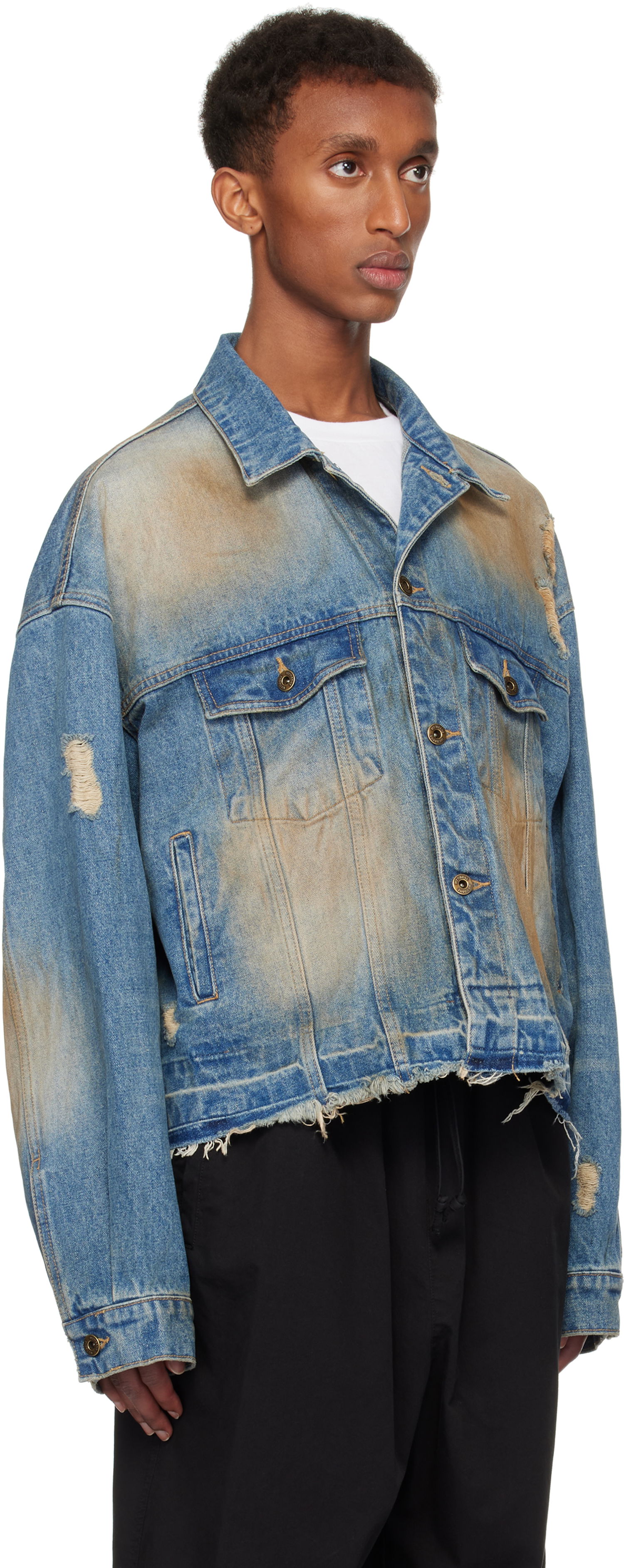 Bunda We11done We11done Distressed Denim Jacket Modrá | WD-DJ3-24-310-U-BL, 1