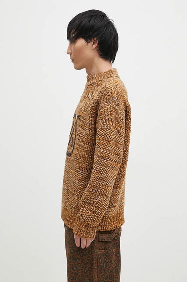 Sveter Drôle de Monsieur Knitted Sweater With Logo Embroidery Hnedá | E.PO154.WO018.BN, 1