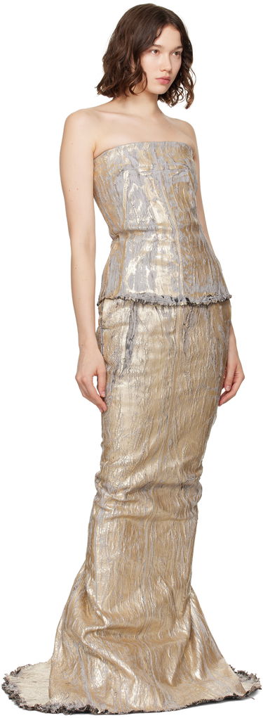 Tielko Rick Owens Rick Owens Megacrust Stretch Denim Lido Bustier Top Metalická | RO01E7127 SGMC, 3