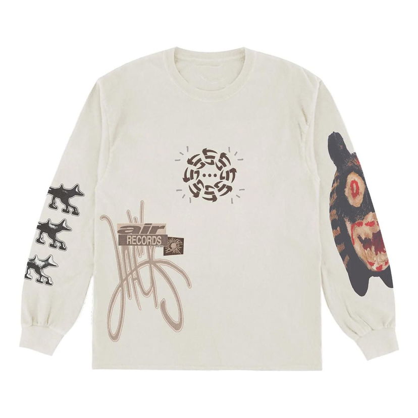 Tričko Cactus Jack by Travis Scott Travis Scott Air Records Long Sleeve Tee Biela | CJFN-SS83
