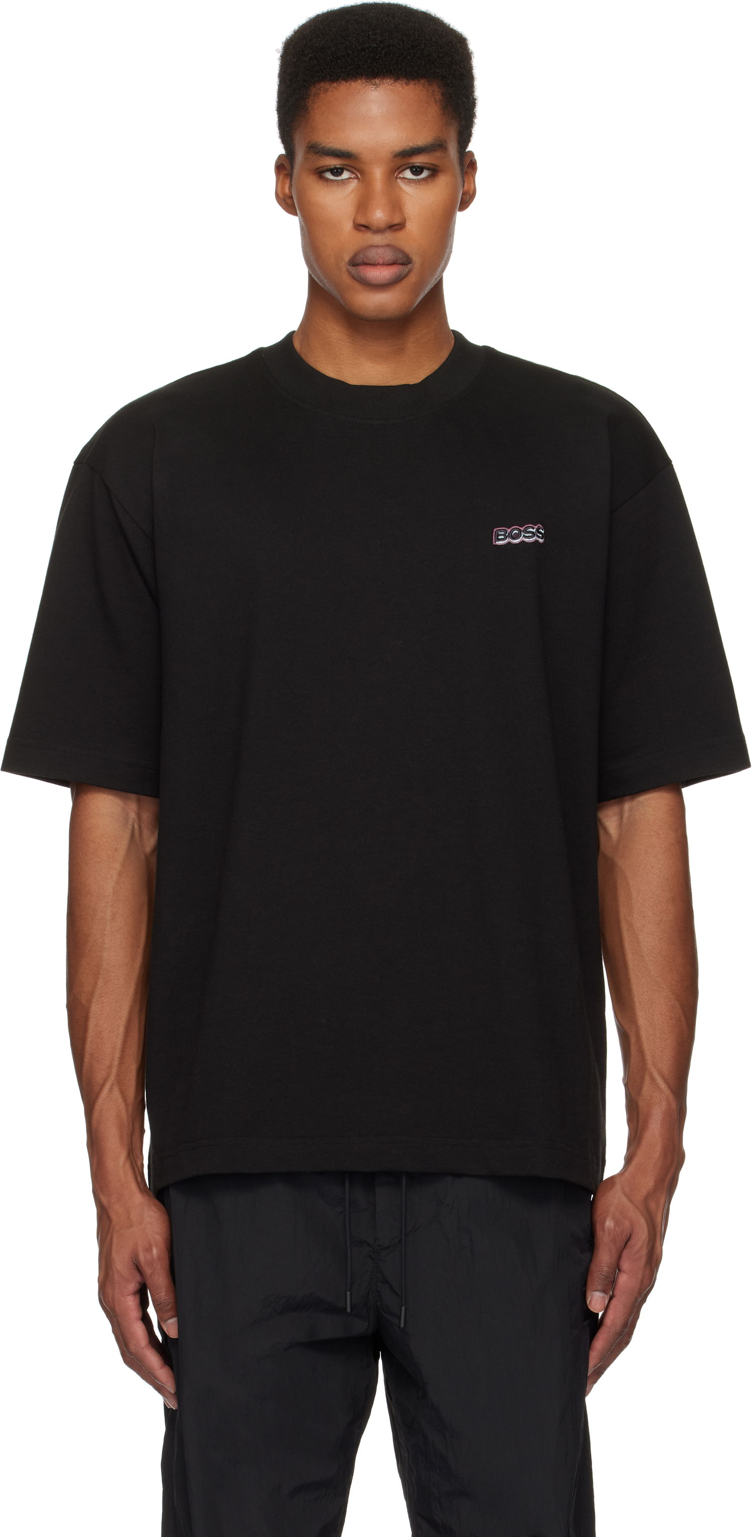 Tričko BOSS Embroidered Logo T-shirt Čierna | 50534225, 0
