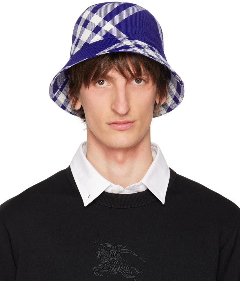 Šiltovka Burberry Check Bucket Hat Navy | 8079490