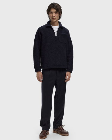 Sveter Edmmond Studios Unconventional Textured Half-Zip Polo with Chest Pocket Navy | 325-40-25590, 2