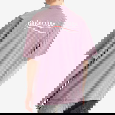 Tričko Balenciaga Balenciaga Men's Campaign Medium Fit T-Shirt, Size Large Fialová | 764235-TNVG5-3569, 3