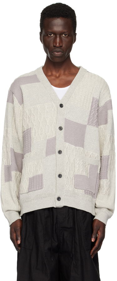 Sveter BEAMS BEAMS PLUS Patchwork Cardigan Šedá | 3815-0173-156, 0