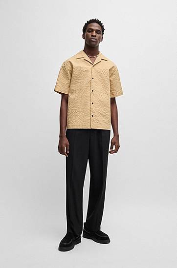 Košeľa BOSS Oversized Seersucker Shirt Béžová | 50540137, 1