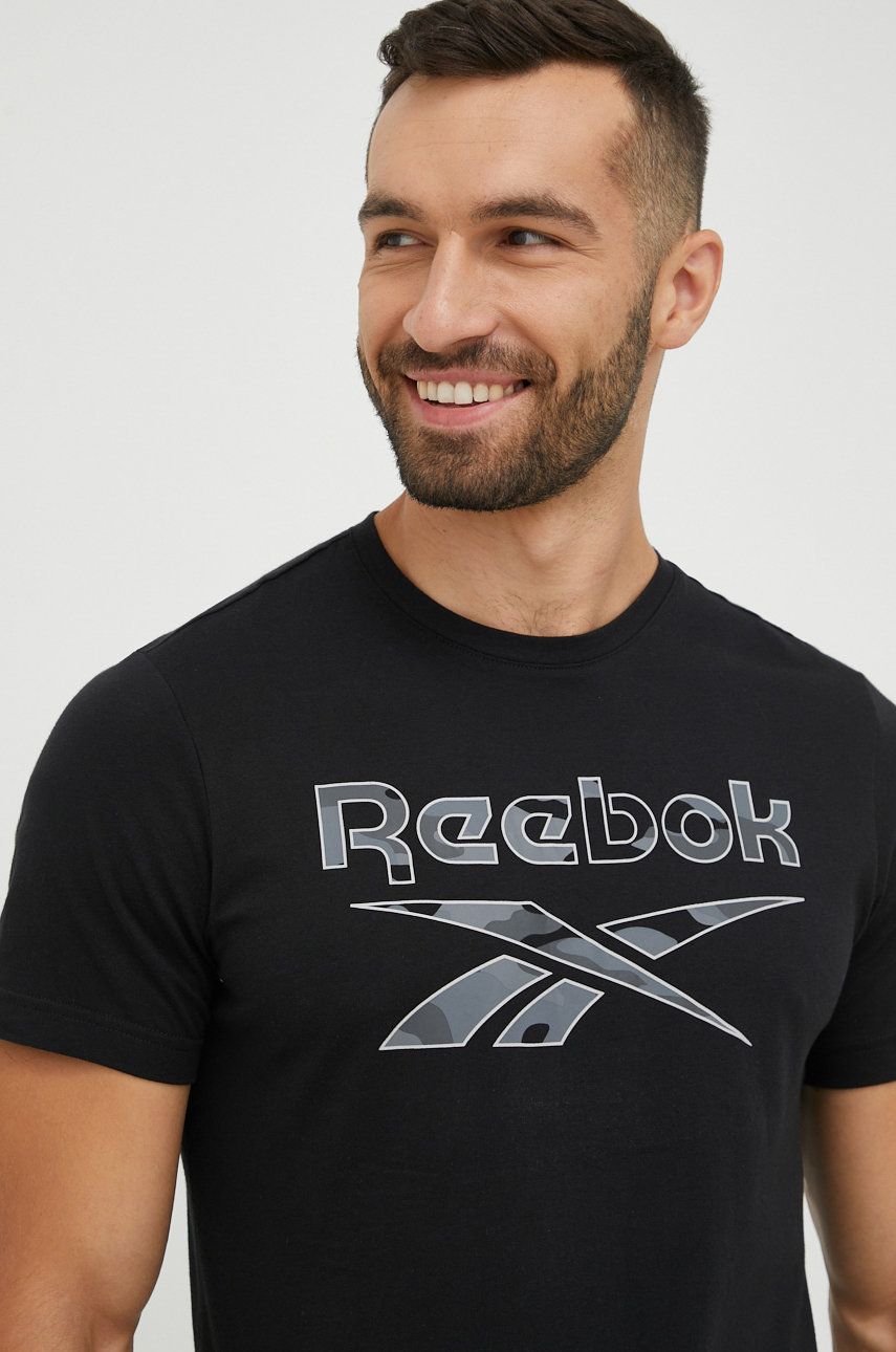 Tričko Reebok Reebok Printed T-Shirt Čierna | HE8176, 0