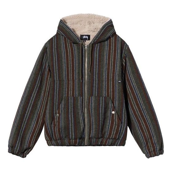 Mikina Stüssy Wool Stripe Work Jacket Zelené | 1156061