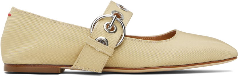Starostlivosť o obuv Aeyde Aeyde Uma Eyelet Mary-Jane Ballerina Flats Béžová | A11-FL-RKLS08FL159-SS25-957-069
