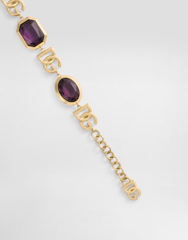Náramok Dolce & Gabbana Dolce & Gabbana Gold Metal Logo Bracelet with Purple Crystals Fialová | WBR6M6W1111ZOO00, 2