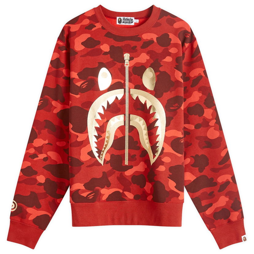 Mikina BAPE A Bathing Ape Colour Camo Shark Crew Sweat Červená | 001SWK301003M-RED